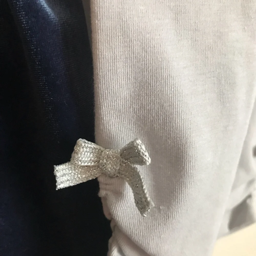 💙 Baby Girl Blue Velvet Silver Bow Dress Set NWT